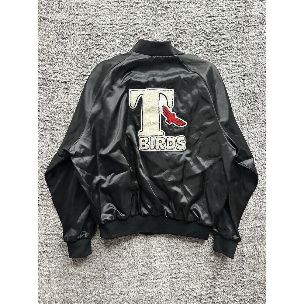 VINTAGE‎ 70's 80's T Birds Embroidered Satin Jacket Men's M Black Bomber Jacket